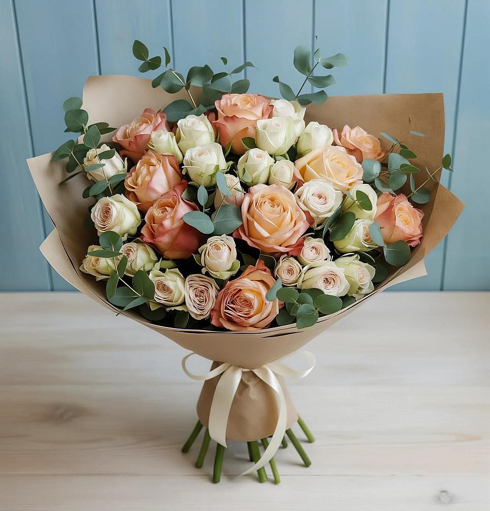 Букет цветов из: Альстромерии и Розы в Назии