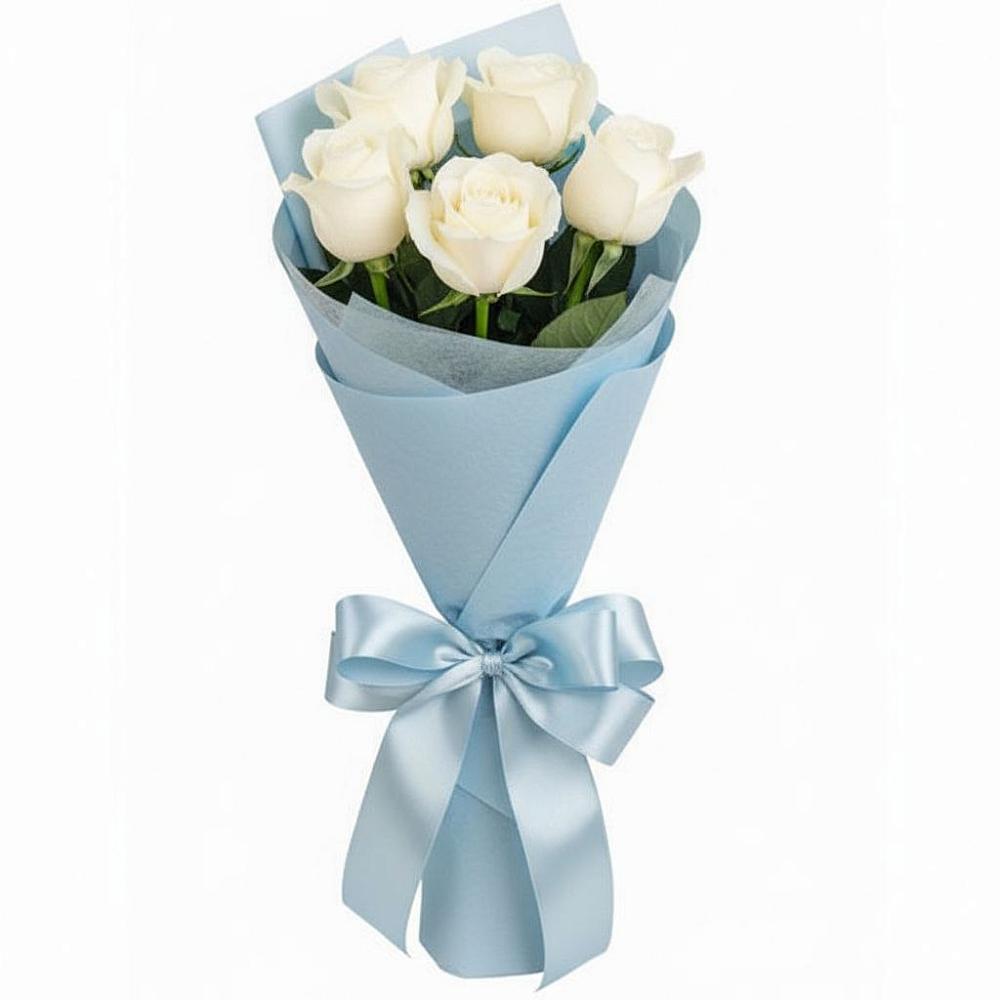 Букет 5 Белых роз Проуд в Назии