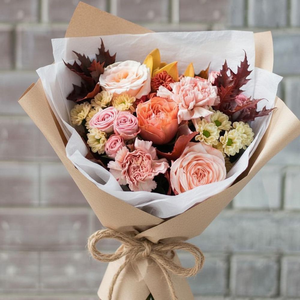 Букет цветов из: Гвоздики, Хризантемы и Розы в Назии