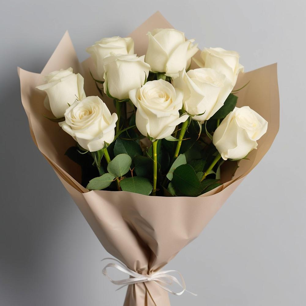 Букет 9 Белых роз Эдлесс Лав в Назии