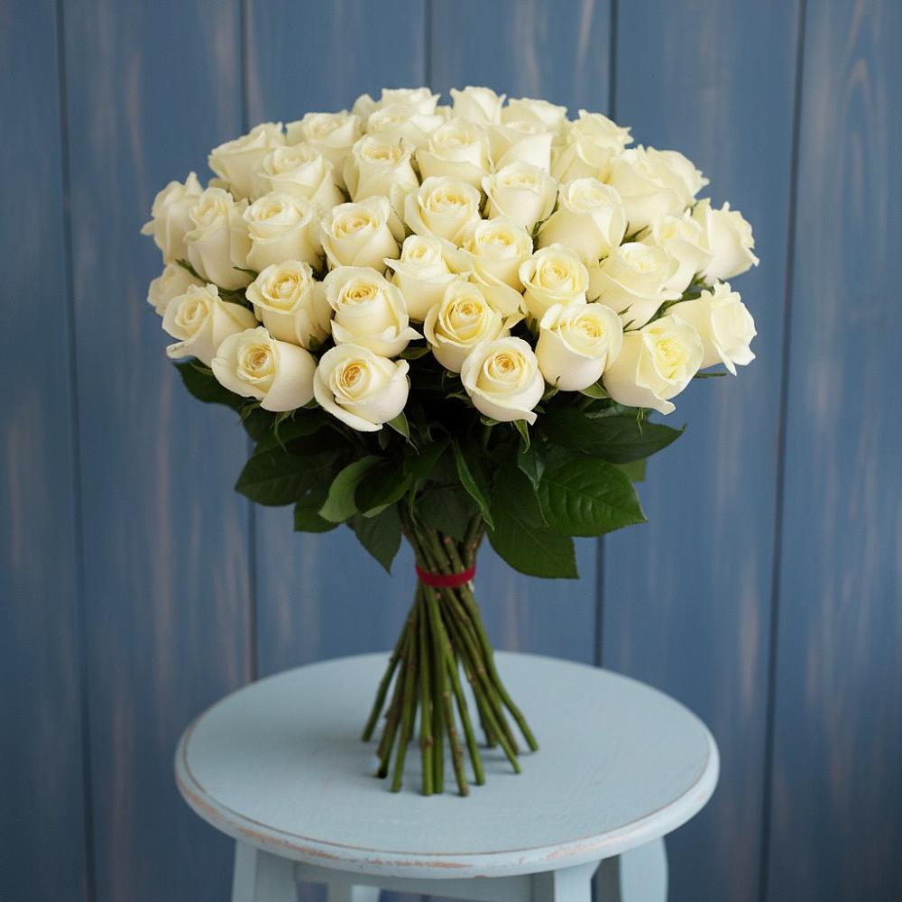 Букет 51 Белая роза Эдлесс Лав в Назии
