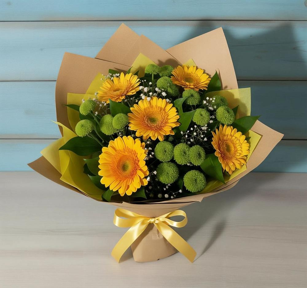 Букет цветов из: Герберы и Хризантемы в Назии
