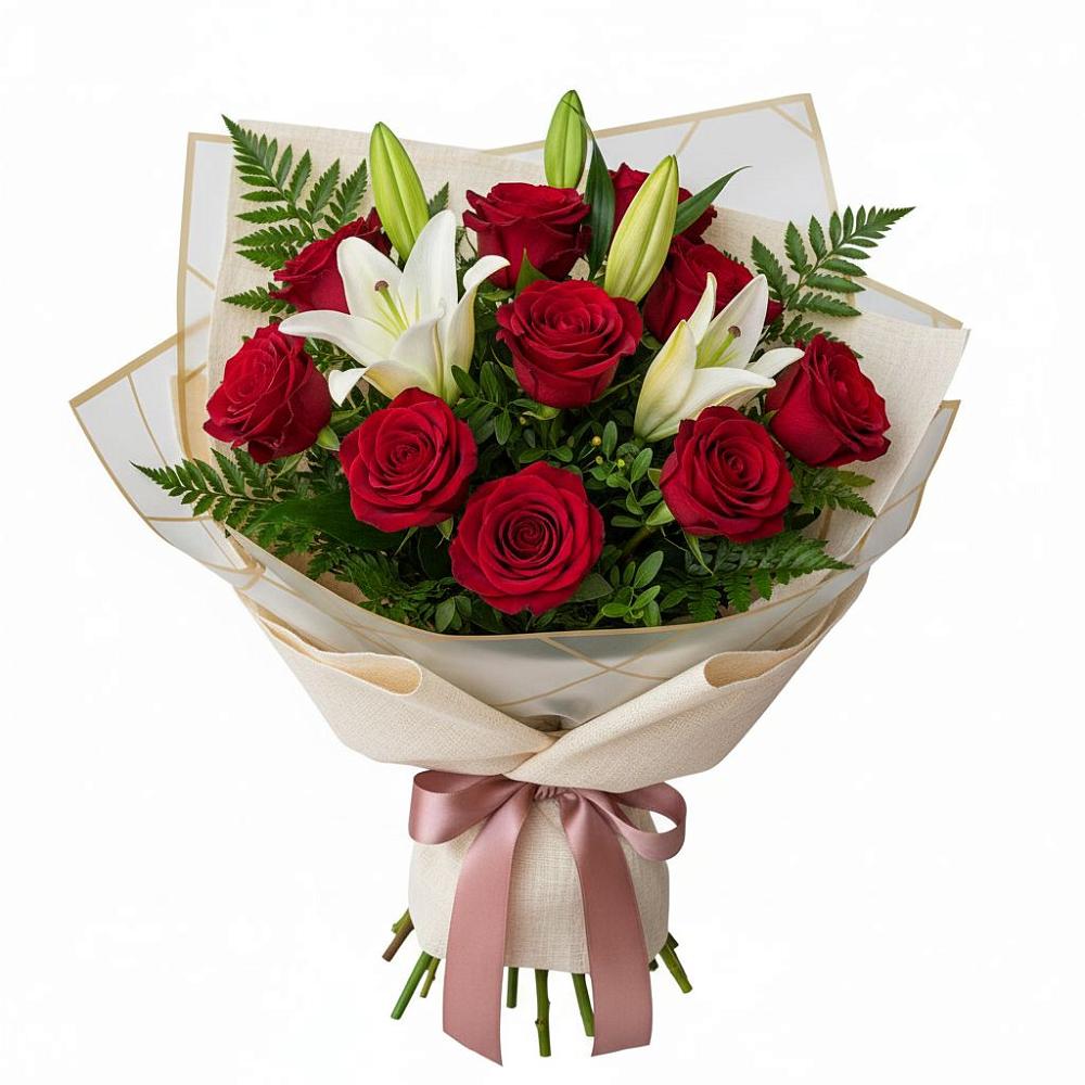 Букет цветов из: Лилии и Розы в Назии