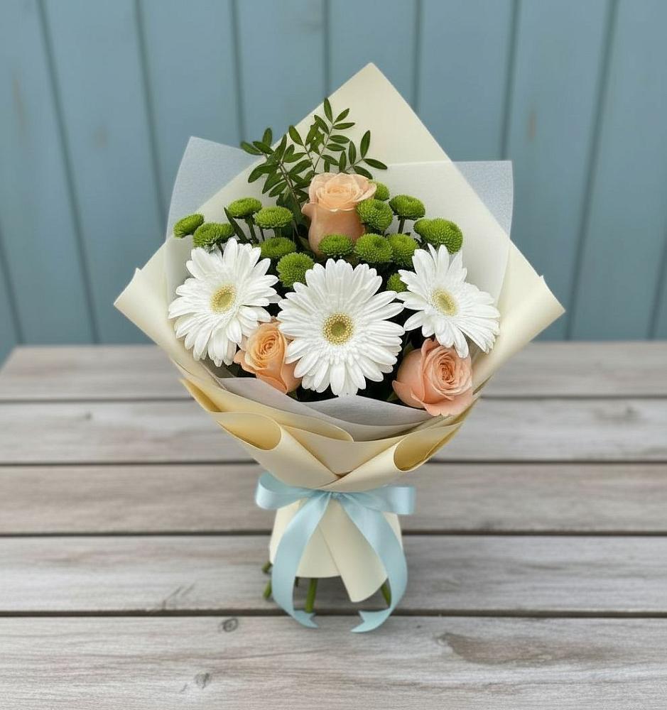 Букет цветов из: Герберы, Розы и Хризантемы в Назии