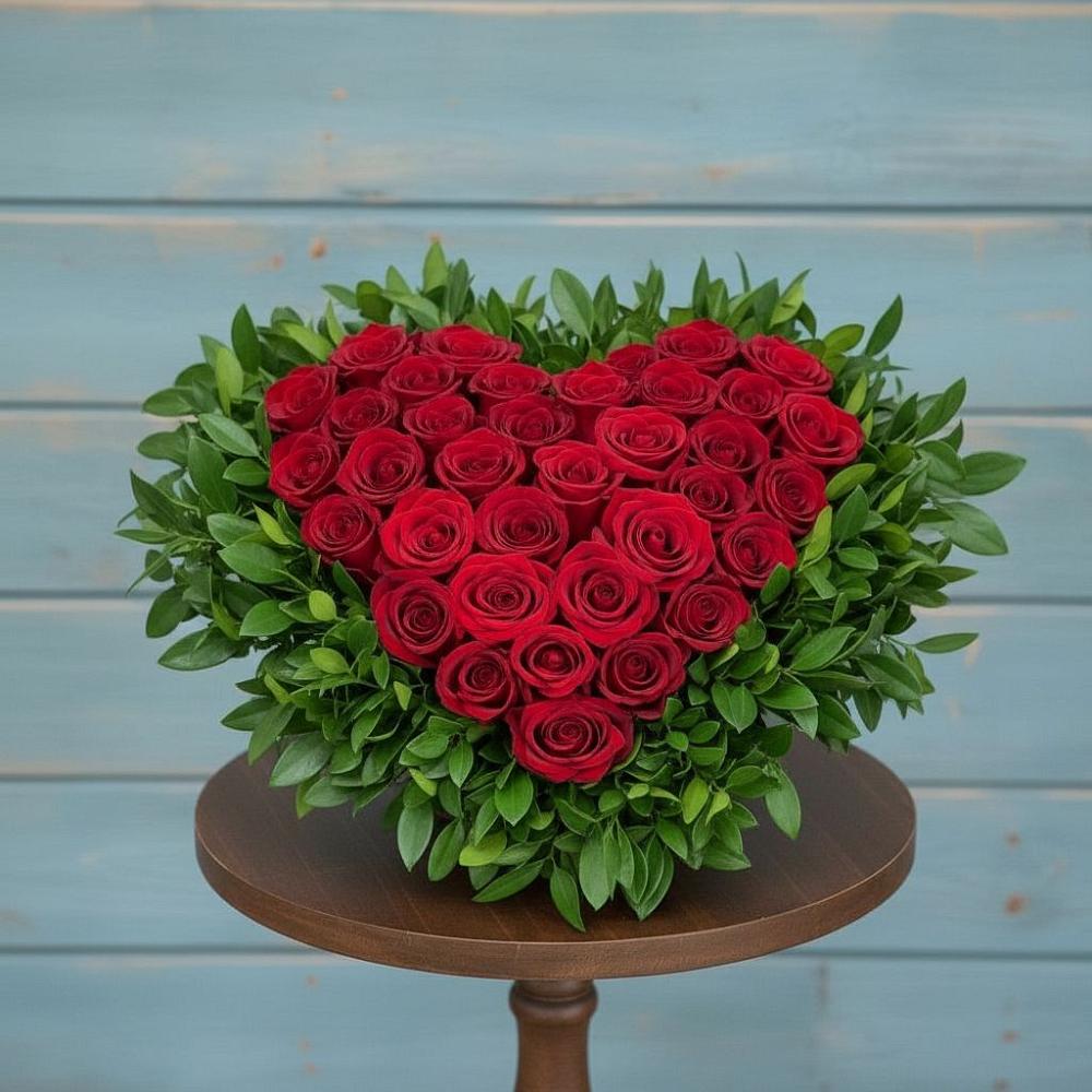 Цветочная композиция из Розы в виде сердца в Назии